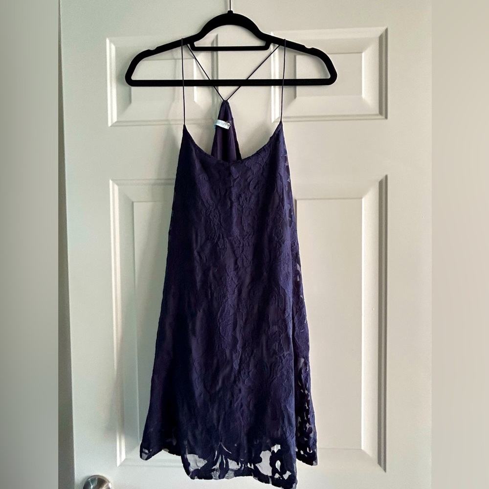 Blue lace mini dress